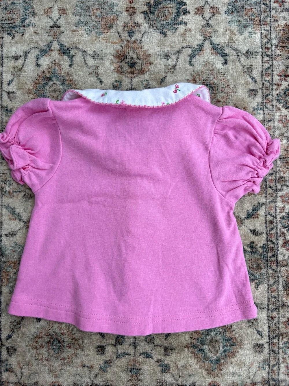 Vintage Oshkosh 0/3M Pink Short Sleeve Girls Shirt Dragonfly Print